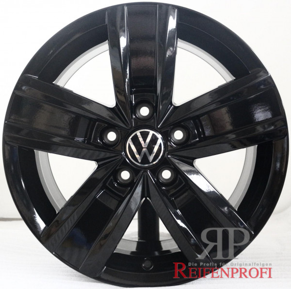 Original VW T5 T6 T6.1 Devonport 17 Zoll Felgen Satz 7E0601025AB 7x17 ET56 Schwarz Hochglanz